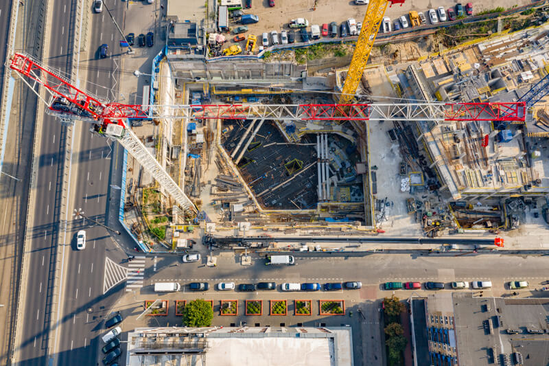 Aerial view of CTL 340 on jobsite in Warsaw