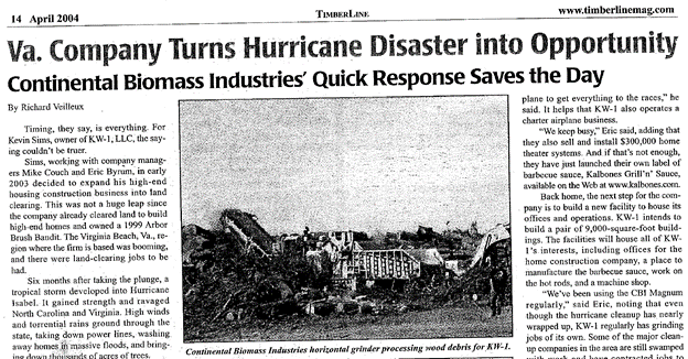 Old newspaper clipping detailing CBI's response to a hurricane disaster