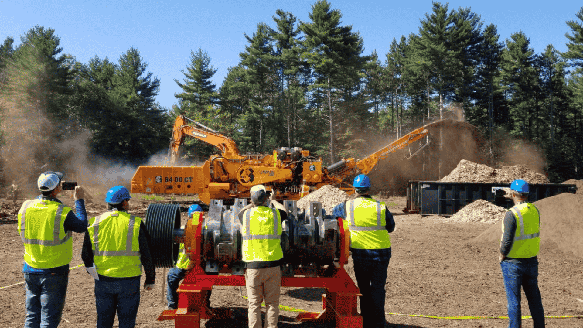 6400CT Horizontal Grinder Processing Railroad Ties