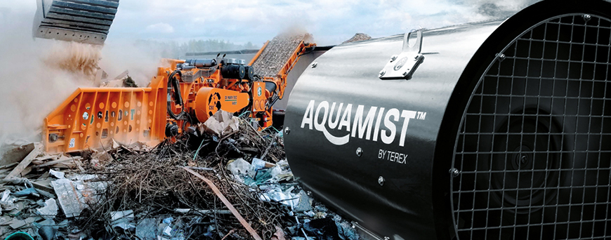 Aquamist dust suppression cannon for construction and demolition recycling.
