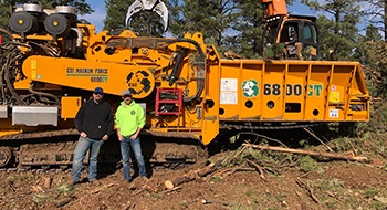 6800CT Horizontal Grinder processing forestry debris for biomass