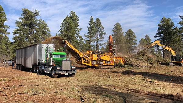 6800CT Horizontal Grinder
        producing biomass 
