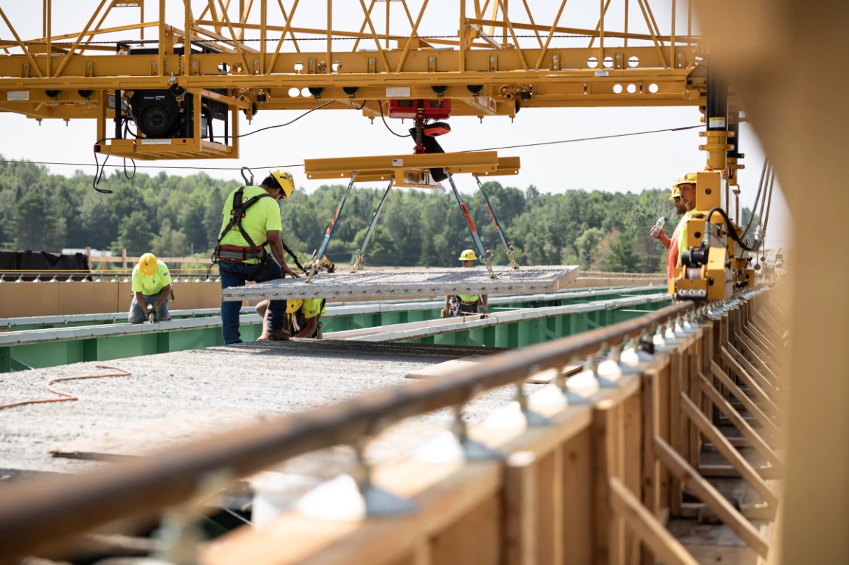 Concrete Slab Being Moved Into Position