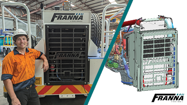 Franna Mitch in front of the back of a Franna