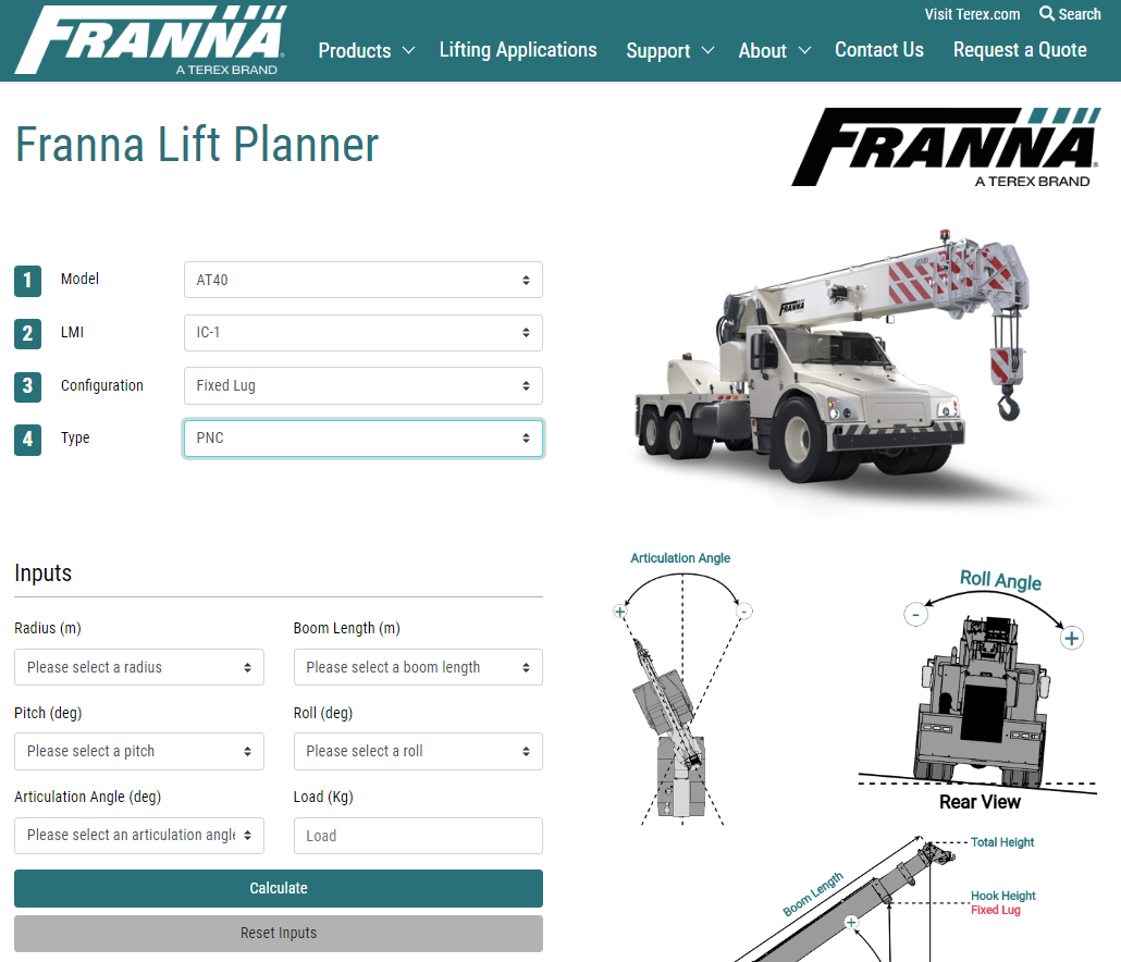 Franna lift planner screenshot