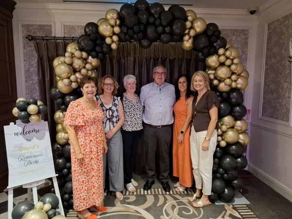 David Lyons pictured with Rosemary Breen, Joanne Barrett, Katherine Moore, Martina McNamee and Karen Green from Terex Omagh.