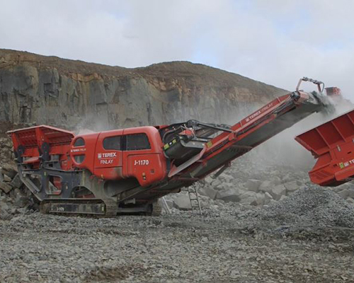 Terex Finlay J-1170 jaw crusher, C-1540 cone crusher and TC-80 conveyor