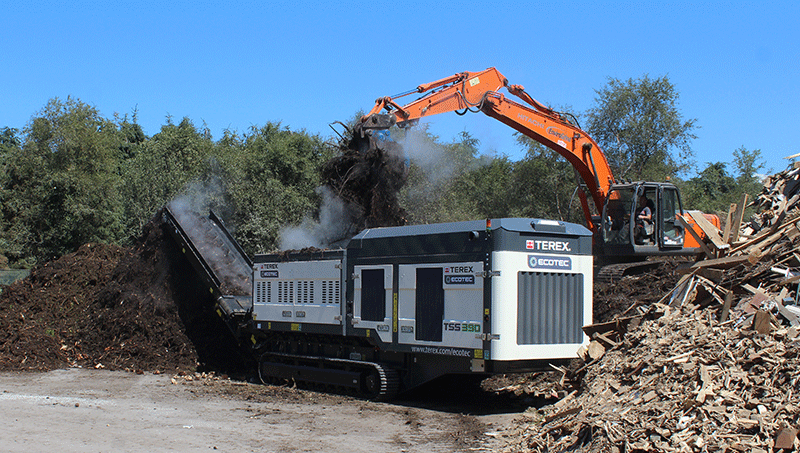 Industrial Shredder Working With Material Handler