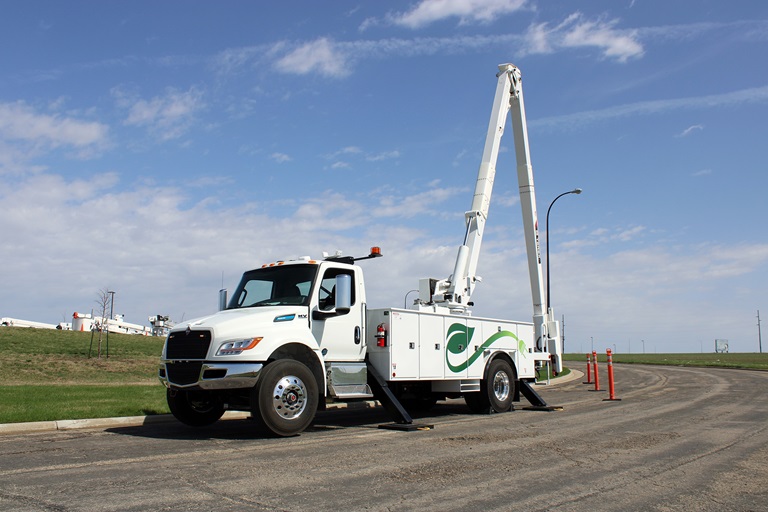All-electric bucket truck side view