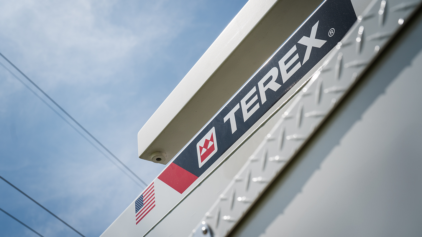 Terex logo on Terex bucket truck boom