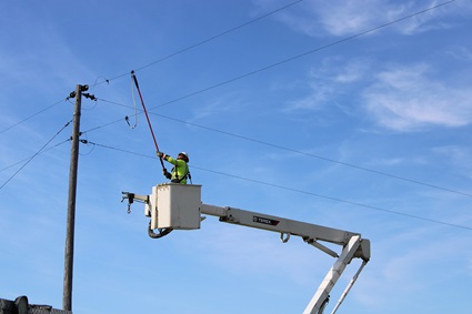 Utility Worker in bucket