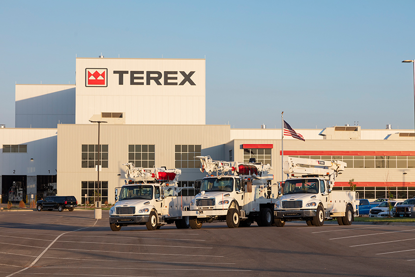 Equipment parked in front of Terex building