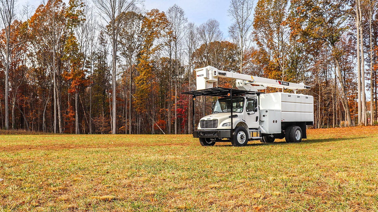 Terex XTPro bucket truck in forest