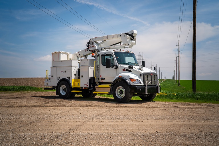 Terex bucket truck on road