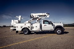 Terex TRX41 bucket truck curbside view