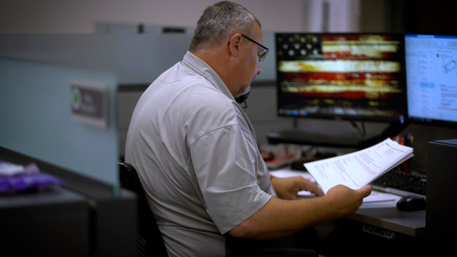 Terex employee working at desk