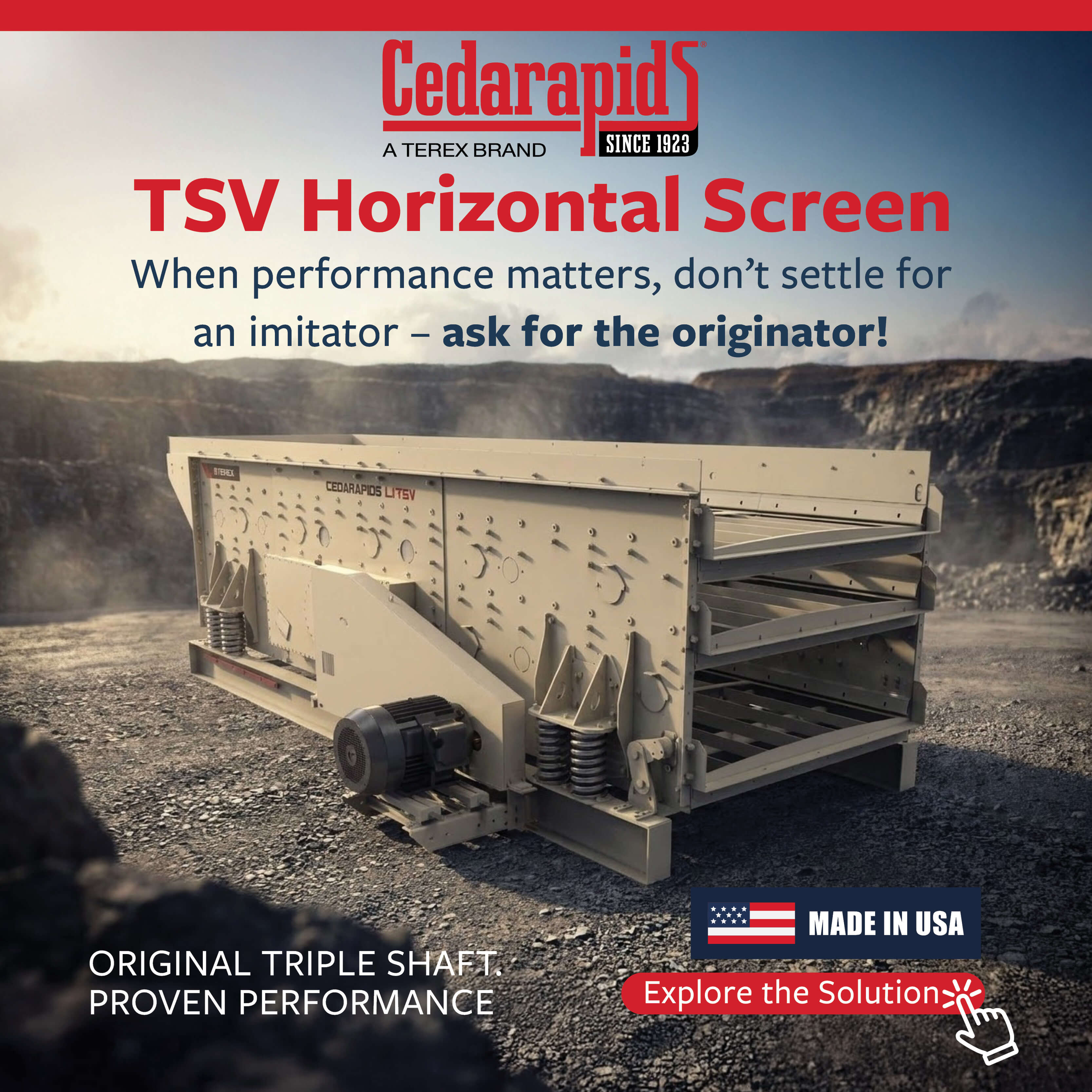 Cedarapids TSV Series Triple Shaft Horizontal Screen Render