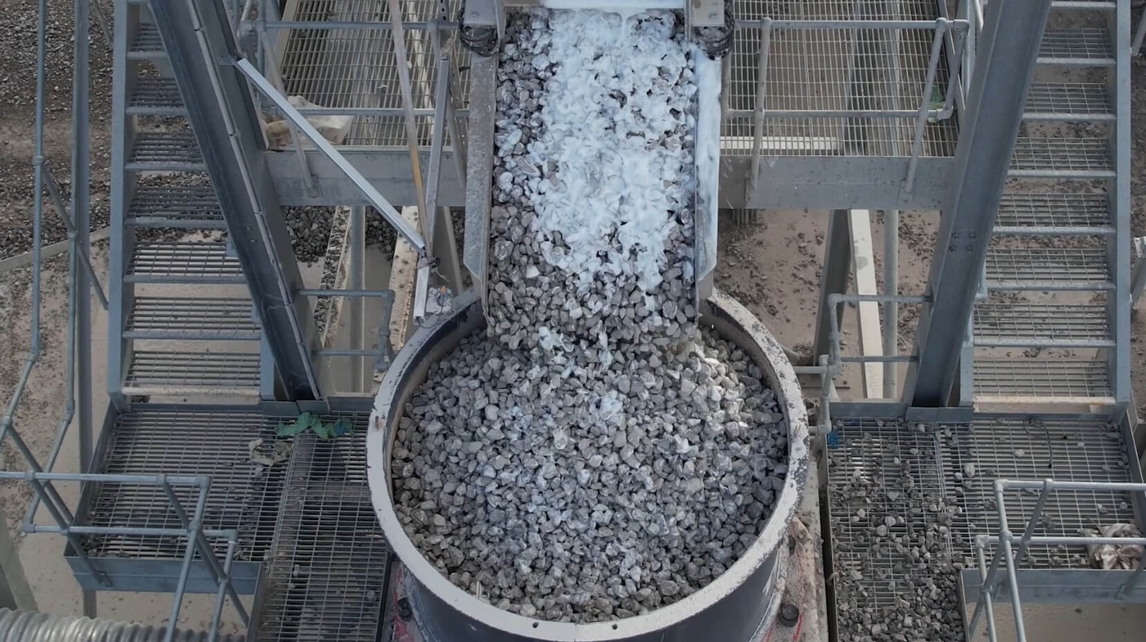 Cone Crusher Being Fed With Stones