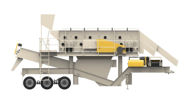 Cedarapids Portable TXW620HT wash plant Side view with Triple Shaft Horizontal Screen