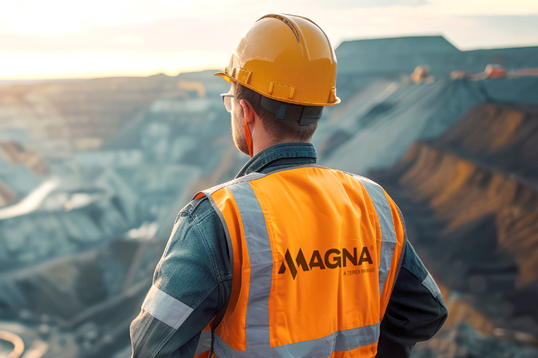 Man Overlooking Quarry Wearing MAGNA High Vis
