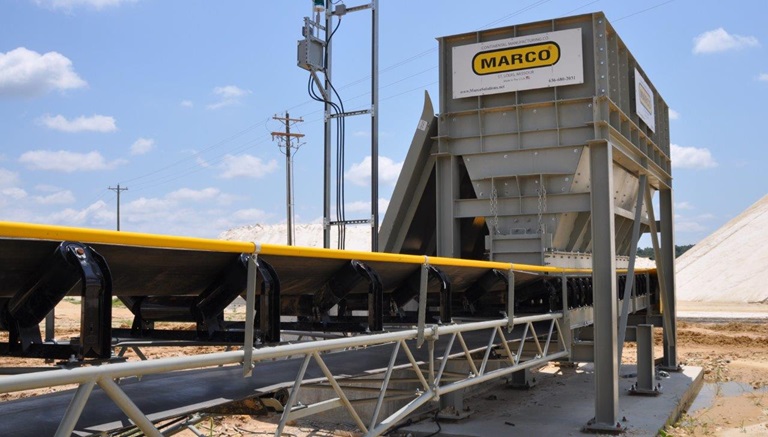 Marco Hopper Ready to Feed a Static Conveyor